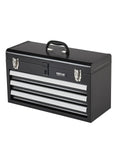 Tough As Nails Steel Tool Box With Three Smooth Rolling Drawers Secure Locking System Powder Coated Finish EVA Padded Trays, 20.5x8.6x12 inches.