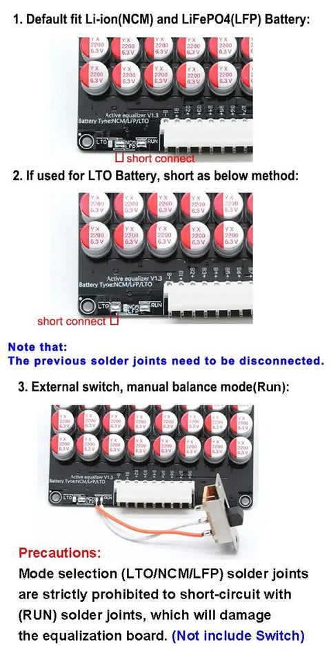 Heavy Duty Active Equalizer Balancer Module For 13S 14S 15S 16S 17S Lithium Batteries 5A Energy Transfer Board showing wiring and connection options.