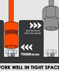 Illustration of 38 Piece Bolt Extractor Kit For Damaged Nuts And Bolts showing hex heads and compact design for tight spaces.