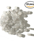 Clear Transparent Euro Door Stops For Inset Doors Bulk 100 Pack shown in a pile, 100 pieces of durable plastic.
