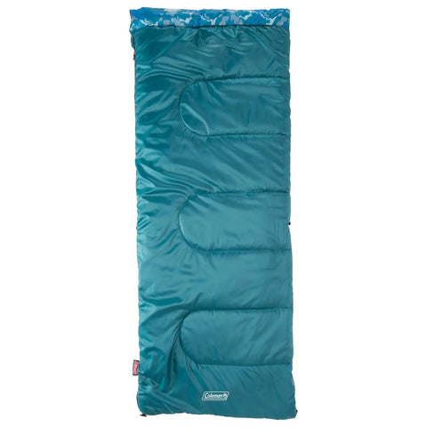 Kids 45F Sleeping Bag For Kids Up To 5 Ft 5 In Tall, Lightweight Warm Sleep Sack For Indoor Outdoor Use, Teal with Comfort Cuff