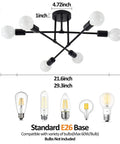 Dimensions of Six Lights Sputnik Style Semi Flush Mount Ceiling Chandelier In Black Finish With E26 Bulb Base Modern Light Fixture