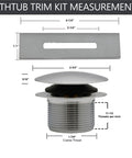 Detailed measurements of Polished Nickel Tip Toe Bathtub Drain Plug Kit With Linear Overflow Plate And Fittings 5 Pack.
