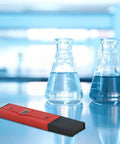 Pro Grade Digital pH Meter Tester 0.0-14.0 Range With 0.1 Resolution, Backlit Display And Auto Temperature Compensation shown with beakers