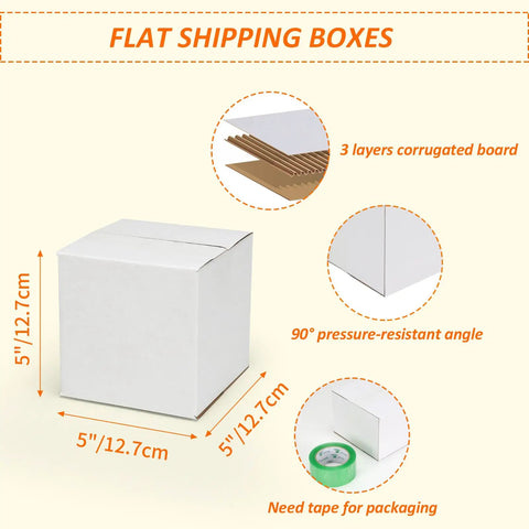 Pack Of 40 5x5x5 White Corrugated Shipping Boxes For Mailing And Packaging, Easy Snap Top Assembly, Sturdy 32 ECT Cardboard