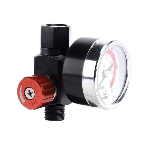 Air Regulator For Spray Guns And Pneumatic Tools With One Quarter Inch NPT Inlet And Swivel Outlet, Lightweight Yet Durable Gauge