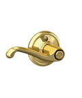 Flair Door Lever Privacy Lock For Bedroom And Bathroom Easy Self Aligning Install Push Button Inside Unlock Bright Brass F40 V FLA 605