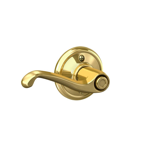 Flair Door Lever Privacy Lock For Bedroom And Bathroom Easy Self Aligning Install Push Button Inside Unlock Bright Brass F40 V FLA 605
