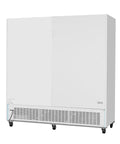 Heavy Duty Triple Glass Door Upright Freezer Merchandiser In Crisp White, 52 Cubic Feet, sleek design with bottom ventilation, ideal for retail.