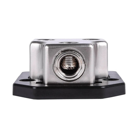 X1 0/4 Gauge Input To Two 0/4 Gauge Outputs Power Distribution Block With Zinc Alloy Mounting Base And Included 1/0 To 4 Gauge Reducers for car audio wiring