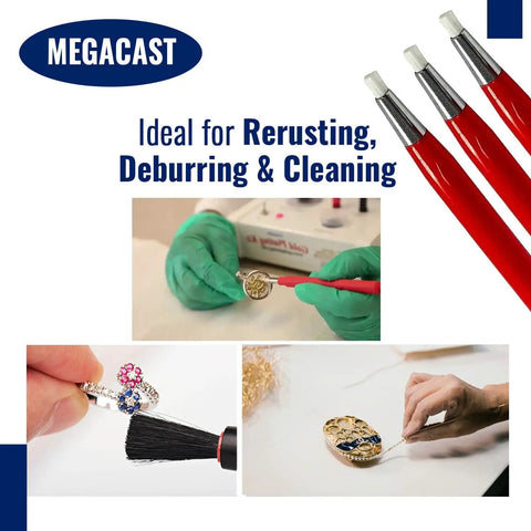 Fiberglass Scratch Brush Pen Set 3 Pack For Jewelry Watches Coins And Electronics Cleaning Rust And Corrosion Removal