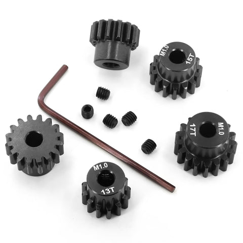 Beefed Up Five Gear Pinion Set For 1/8 And 1/10 RC Cars With 5mm Bore Hardened Steel Gears Including 13T 14T 15T 16T 17T For Buggy Short Course Truggy And Monster Truck