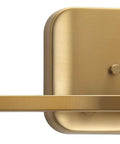 Close-up of Elevate Four Light Bath Vanity Light In Antique Bronze With Glass Shades, Space Age Mid Century Modern Style.