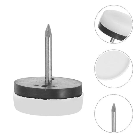 Anti Slip Furniture Pads With Nail On Glide For Chairs And Tables, Rubber And Steel Construction, close-up of nail detail