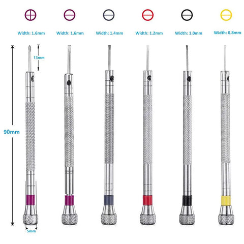 Six Piece Micro Precision Screwdriver Set With Extra Blades For Watch And Eyeglasses Repair Jewelry And Electronics 0.8mm To 1.6mm Mini Screwdrivers For Delicate Work