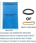 9 Pack Wet Dry Vacuum Filter Bags For Stinger 2.5 To 5 Gallon Shop Vacuums with blue bag and retaining band