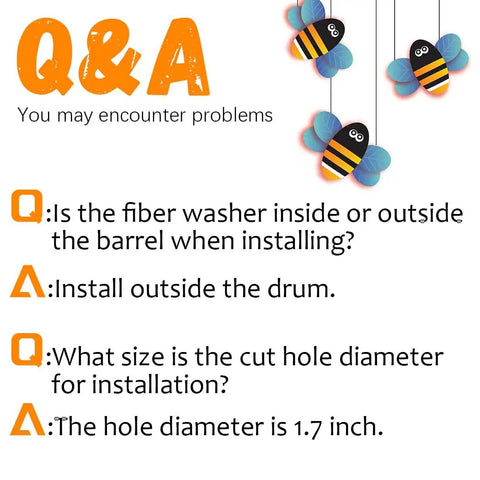 Q&A about Two Pack Honey Gate Valve For Extractors installation, featuring answers about fiber washer position and hole diameter size.