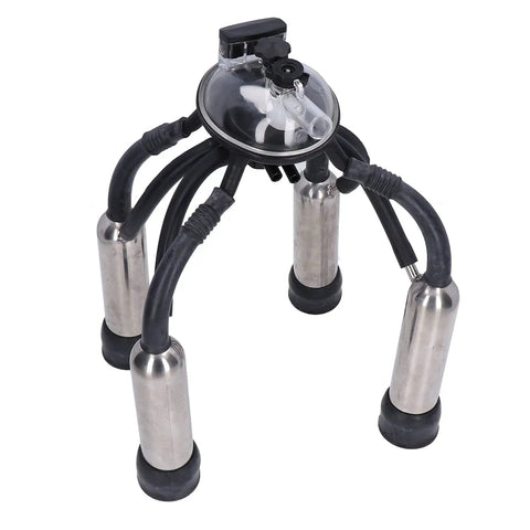 4 Silicone Teat Cups Cow Milking Cluster with Stainless Steel Shell and Milk Claw Assembly for Dairy Cattle Vacuum Pump