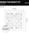 Diagram showing dimensions of 4 Pack 8x8x1 Air Filter MERV 8 For HVAC Furnace And AC Replacement, Dust Defense, actual size 7.75x7.75x0.75