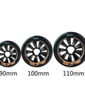 Replacement Inline Skate Wheels Set 90mm 100mm 110mm For Indoor Outdoor Use 8 Pack Black Durable Quick Roll