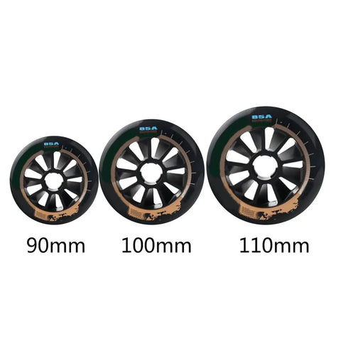 Replacement Inline Skate Wheels Set 90mm 100mm 110mm For Indoor Outdoor Use 8 Pack Black Durable Quick Roll