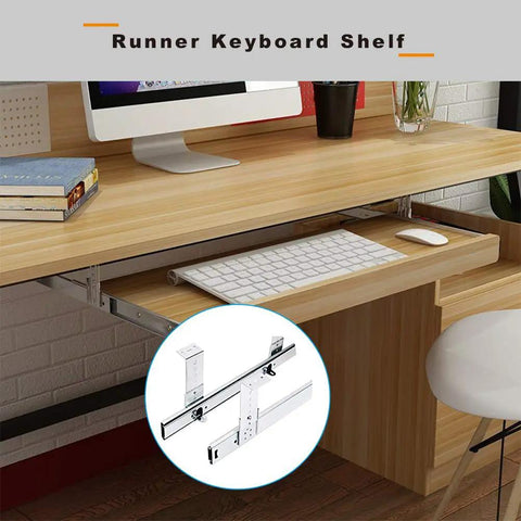 Full Extension Ball Bearing Drawer Runners For Under Desk Keyboard Shelf, 1 Pair Metal Telescopic Guide Rails