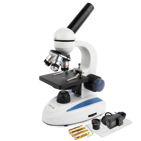 360 Degree Rotating Monocular Microscope With 40X-1000X Magnification, LED Illumination, And USB 2.0 Digital Camera - Built Tough Metal Frame