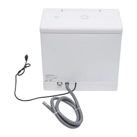 Back view of Compact Portable Countertop Dishwasher Featuring Three Wash Cycles And A Straight Up No Install Faucet Setup.