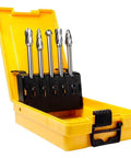 Five Piece One Quarter Inch Aluma Cut Carbide Burr Set With Four Point Four Inch Shank, Pro Grade Single Cut Tungsten Rotary Burrs