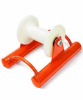 Cable Guide Wheel Nylon Pulley For Electricians, Pro Grade Low Friction Grooved Roller On Central Shaft With Nut And Bolt, Pipe Socket And Clamp For Straight Running Wire Routing, orange base