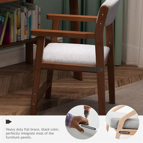 Adjustable Stainless Steel Flat Joining Plates With Slot Holes on a wooden chair for repair and reinforcement