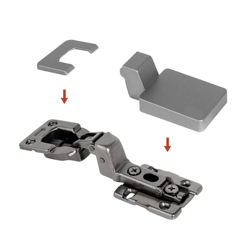 Invisible Hydraulic Damper Soft Close Metal Hinges For Furniture And Wood Doors Perfect For Kitchen Cabinets And Cupboards Half Overlay 2 Pack Smooth Quiet No Squeak Self Closing Hardware shown dismantled.