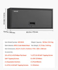 Space Saving Metal Wall Cabinet With Up Flip Door About Thirty Inches Wide Twelve Inches Deep And Fourteen Inches High Heavy Duty Rail Mount Floating Garage Storage 120 Lb Per Shelf For Garage Basement Kitchen Or Warehouse in black with accessories listed below.