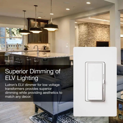 Diva Electronic Low Voltage Dimmer For Incandescent And Halogen Lighting Three Way Or Single Pole 300 Watt Paddle On Off With Precise Sliding Dim Control Light Almond Finish DVELV 303P LA