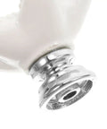 Close-up of star shaped ceramic cabinet pull handle white knob base, vintage style drawer pull for kitchen and furniture.