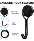 Heavy Duty Fridge Magnet Hooks Hold Like Crazy For Cruise Cabins And Kitchen Organization Six Pack with black coating and durable design.