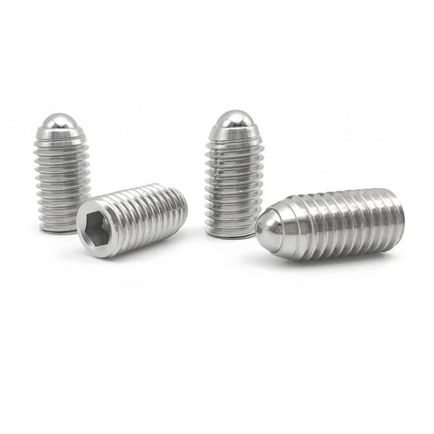 Heavy Duty M3 X 6MM Ball Point Set Screws With Hex Socket Drive 304 Stainless Steel Corrosion Resistant Spring Plungers For No Sweat Setup And Rock Solid DIY Workshop Tools 20 Count shown in silver finish.