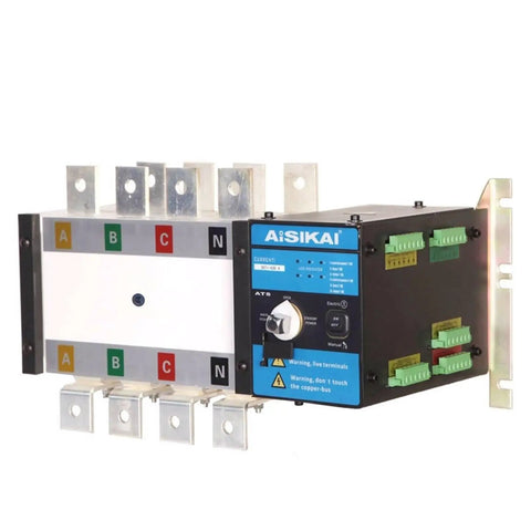 Beefy Heavy Duty Dual Power Automatic Transfer Switch 630A 4 Pole Controller For 220V 380V Three Phase Diesel Generator Panel Board Power Backup For Home Shop And Small Industrial Uses, side view