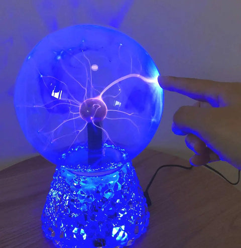 Extra Large Electric Warming Tray With 3 Temperature Settings, Plasma Ball Interactive Light Show on blue base with touch activation