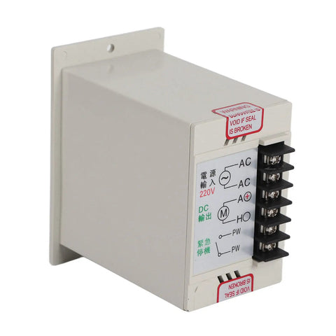 High Precision DC Motor Speed Controller For Permanent Magnet Motors, 24V-90V Output, 110V AC Input, side view, terminal connections visible
