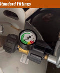 Three Color Coded Propane Tank Gauge Universal for 5 to 40 Pound LP Tanks with QCC1 Type 1 Connection installed on tank