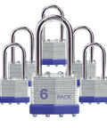 Six Pack Laminated Steel Keyed Padlocks With Long Shackle For Hasps Latches Sheds Fences Storage Lockers Schools And Gyms Use The Same Key For Easy Access