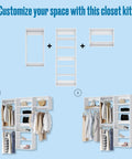 Top Tier Corner Closet Organizer Kit Featuring Dual Hanging Rods And Hella Spacious Shelf Towers For Maximizing White Storage Space Easy Install Home Organization Game Changer with customizable shelves.