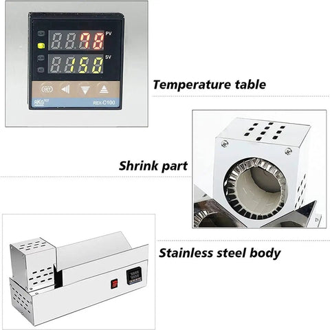 GFJYKDL Capsule Heat Shrink Machine For Bottle Sealing features stainless steel body and digital thermostat for 80 mm size.