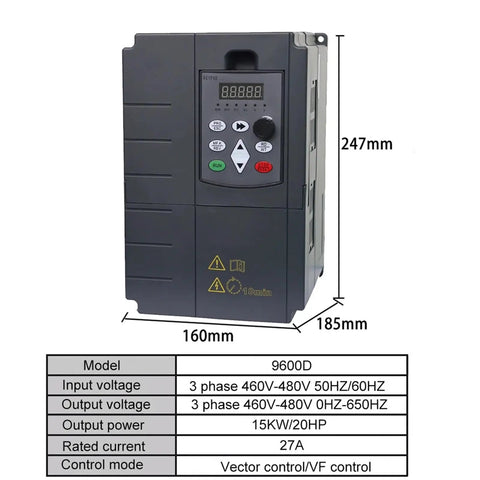 Industrial 460V To 480V 3 Phase Frequency Inverter For Motor Control 5.5 To 55 KW Range Variable Frequency Drive Workhorse For Smooth Speed Control Of Industrial Machinery, 160x185x247mm