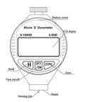 Digital Shore Type D Durometer Hardness Tester 0-100HD With 0.1HD Resolution Top Notch Gauge For Rubber Plastic Leather Tires And Wax Easy Read Digital Display Rugged Handheld Analyzer diagram with LCD, buttons, and sensing pin
