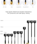 Foxeer4 Elite High Gain FPV Antenna 5.7GHz 2.6dBi RHCP SMA RPSMA UFL connectors and antenna size chart