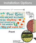 Funny Pool Signs Outdoor Pool Rules Sign 8 By 12 Inches Vintage Metal Tin Wall Decor installation options for backyard.