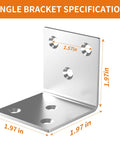20 Pcs Stainless Steel L Brackets 2x2x2 Inch Heavy Duty Corner Braces with size measurements for wood frames and shelves