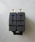 Front view of the Two Pole 30 Amp Circuit Breaker For Generators With Adjustable 25A 23A 40A And 50A Settings, black plastic body.